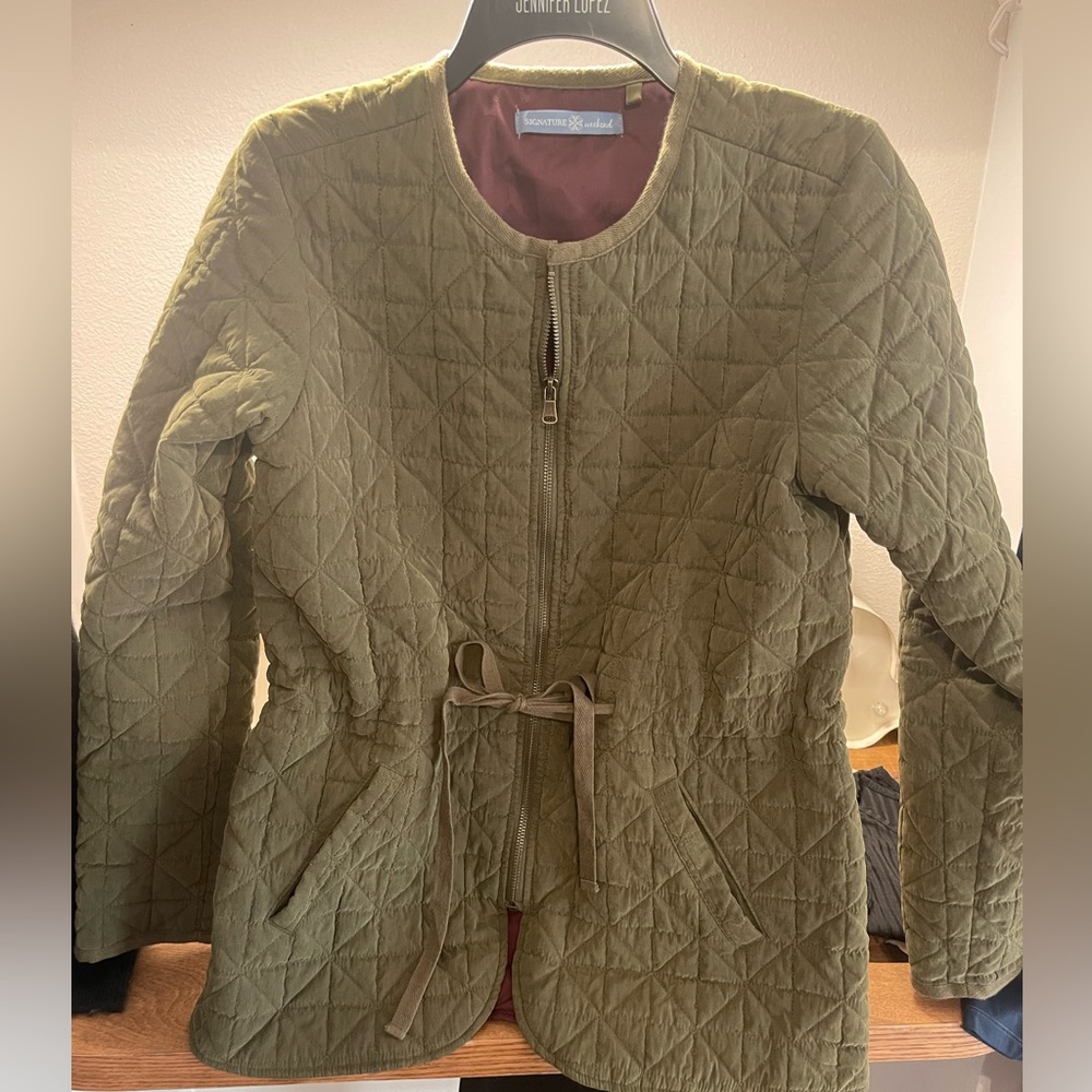 Signature Weekend Olive Green Quilted Jacket